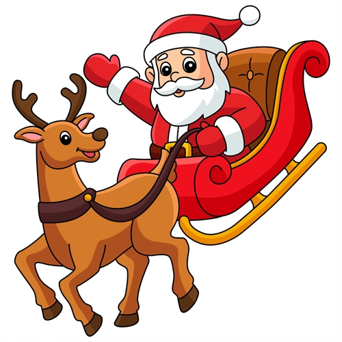 Christmas Decoration Santa with Reindeer Sleigh Sticker